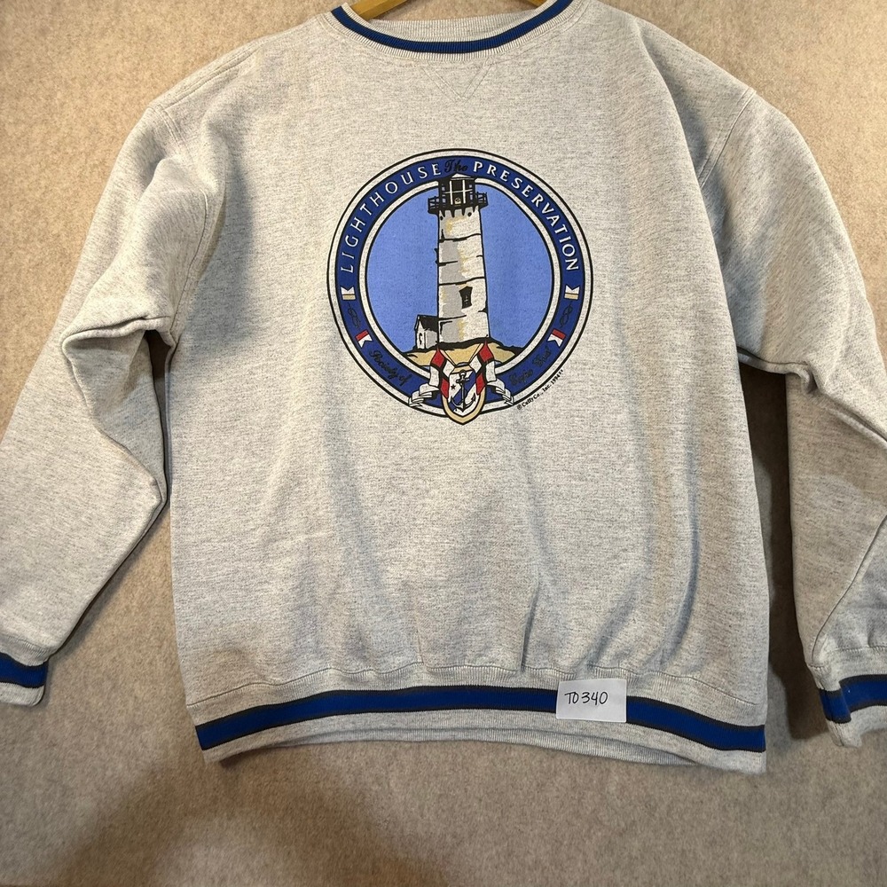 Vintage BAC Premier‎ Cape Cod Lighthouse Preservation Sweatshirt Grey XXL 1994
